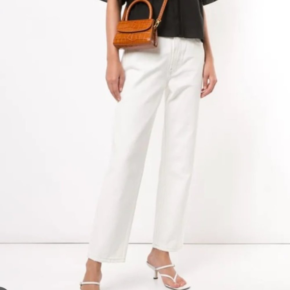 NWT Annie Bing White Etta Relaxed Rigid Straight Jeans Size 27